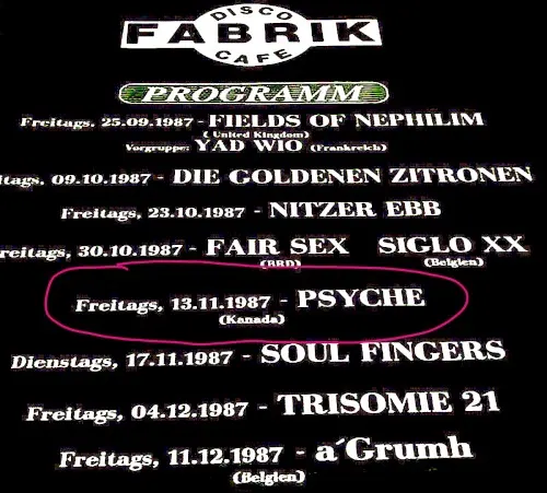 Live at Fabrik, Coesfeld 1987 — Psyche